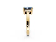 Solitaire Engagement Ring Setting for Fancy Blue Radiant Cut Center with Plain Band and Flat Tab Prong Head in Yellow Gold