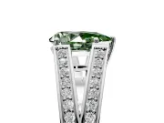Split Shank Engagement Ring Setting for Fancy Green Pear-Shaped Center with Pave Split Shank and Prong Head in Platinum