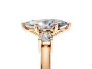 3 Stone Engagement Ring Setting for Marquise Center with Wide Plain Band and Prong Head in Rose Gold