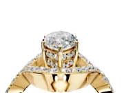 Halo Engagement Ring Setting for Marquise Center with Pave Infinity Twist Band and Prong Head in Yellow Gold