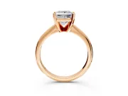 Solitaire Engagement Ring Setting for Princess Cut Center with Knife Ridge Band and Claw Prong Head in Rose Gold