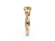 Solitaire Engagement Ring Setting for Fancy Yellow Round Cut Center with Half-Pave Crossover Band and Prong Head in Rose Gold