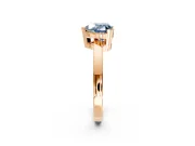 Solitaire Engagement Ring Setting for Fancy Blue Heart-Shaped Center with Plain Band and Flat Tab Prong Head in Rose Gold
