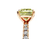 Solitaire Engagement Ring Setting for Fancy Yellow Princess Cut Center with Fine Pave Band and Claw Prong Head in Rose Gold