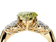 Cluster Engagement Ring Setting for Fancy Yellow Heart-Shaped Center with Round Cut Accent Frame and Prong Head in Yellow Gold