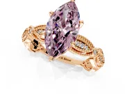 Solitaire Engagement Ring Setting for Fancy Pink Marquise Center with Marquise Panel Band and Prong Head in Rose Gold