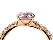 Cluster Engagement Ring Setting for Fancy Pink Oval Center with Round Cut Accent Band and Prong Head in Rose Gold
