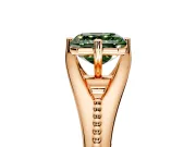 Solitaire Engagement Ring Setting for Fancy Green Asscher Cut Center with Milgrain Cathedral Band and Prong Head in Rose Gold