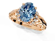 Solitaire Engagement Ring Setting for Fancy Blue Oval Center with Filigree Accent Basket and Prong Head in Rose Gold