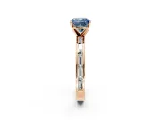 Solitaire Engagement Ring Setting for Fancy Blue Cushion Cut Center with Channel Baguette Band and Prong Head in Rose Gold