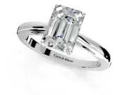 Solitaire Engagement Ring Setting for Emerald Cut Center with Open Cathedral Shoulders and Prong Head in Platinum