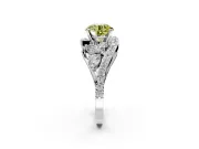 Halo Engagement Ring Setting for Fancy Yellow Round Cut Center with Marquise and Pave Bypass Band and Prong Head in White Gold