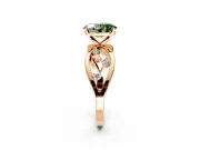 Solitaire Engagement Ring Setting for Fancy Green Oval Center with Criss-Cross Accent Band and Prong Head in Rose Gold