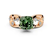 Solitaire Engagement Ring Setting for Fancy Green Cushion Cut Center with Criss-Cross Accent Band and Prong Head in Rose Gold
