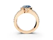Halo Engagement Ring Setting for Fancy Blue Heart-Shaped Center with Wide-Open Pave Split Shank and Prong Head in Rose Gold