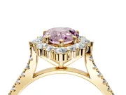 Halo Engagement Ring Setting for Fancy Pink Pear-Shaped Center with Single-Row Pave, Open Basket and Prong Head in Yellow Gold