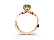Solitaire Engagement Ring Setting for Fancy Green Cushion Cut Center with Pave and Plain Crossover Band and Prong Head in Rose Gold