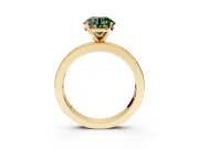 Solitaire Engagement Ring Setting for Fancy Green Round Cut Center with Channel Baguette Band and Prong Head in Yellow Gold