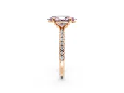 Solitaire Engagement Ring Setting for Fancy Pink Marquise Center with Fine Pave Narrow Band and Prong Head in Rose Gold