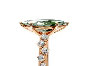 Cluster Engagement Ring Setting for Fancy Green Marquise Center with Round Cut Accent Band and Prong Head in Rose Gold