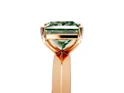Solitaire Engagement Ring Setting for Fancy Green Princess Cut Center with Wide Knife Ridge Band and Prong Head in Rose Gold