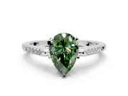 Solitaire Engagement Ring Setting for Fancy Green Pear-Shaped Center with Channel Accents and Prong Head in Platinum