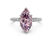 Solitaire Engagement Ring Setting for Fancy Pink Marquise Center with Fine Pave Accents and Prong Head in Platinum