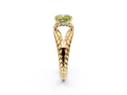 Halo Engagement Ring Setting for Fancy Yellow Cushion Cut Center with Rope Twist Split Shank and Prong Head in Yellow Gold
