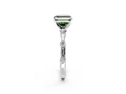 Solitaire Engagement Ring Setting for Fancy Green Asscher Cut Center with Bezel Station Band and Prong Head in Sterling Silver