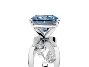 Solitaire Engagement Ring Setting for Fancy Blue Radiant Cut Center with Criss-Cross Accent Band and Prong Head in Platinum