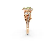 Milgrain Halo Engagement Ring Setting for Fancy Yellow Heart-Shaped Center with Shoulder Bezels and Prong Head in Rose Gold