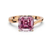 Solitaire Engagement Ring Setting for Fancy Pink Asscher Cut Center with Plain Bypass Twist Band and Prong Head in Rose Gold