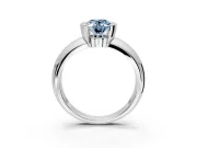 Tension Engagement Ring Setting for Fancy Blue Oval Center with Wide Flat Band and Tension Head in Platinum