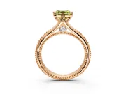 Solitaire Engagement Ring Setting for Fancy Yellow Asscher Cut Center with Milgrain Cathedral Band and Prong Head in Rose Gold