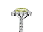 Halo Engagement Ring Setting for Fancy Yellow Princess Cut Center with Single-Row Pave, Open Basket and Prong Head in White Gold