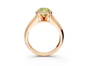 Halo Engagement Ring Setting for Fancy Yellow Cushion Cut Center with Knife Ridge Cathedral Band and Prong Head in Rose Gold