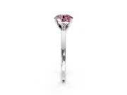 Solitaire Engagement Ring Setting for Fancy Pink Round Cut Center with Basket Rail and Prong Head in White Gold