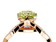 Solitaire Engagement Ring Setting for Fancy Yellow Radiant Cut Center with Accented Twist Band and Leaf Prong Head in Rose Gold