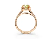 Solitaire Engagement Ring Setting for Fancy Yellow Pear-Shaped Center with Accented Split Shank and Prong Head in Rose Gold