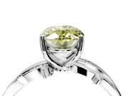 Solitaire Engagement Ring Setting for Fancy Yellow Oval Center with Pave and Plain Crossover Band and Prong Head in Sterling Silver