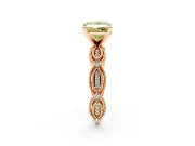 Solitaire Engagement Ring Setting for Fancy Yellow Princess Cut Center with Marquise Panel Band and Prong Head in Rose Gold