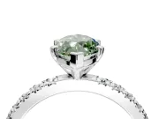 Solitaire Engagement Ring Setting for Fancy Green Marquise Center with Fine Pave Band and Claw Prong Head in Platinum