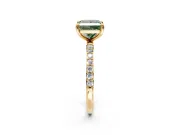 Solitaire Engagement Ring Setting for Fancy Green Princess Cut Center with Pave Accents and Prong Head in Yellow Gold