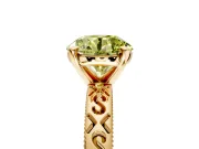 Solitaire Engagement Ring Setting for Fancy Yellow Round Cut Center with Scrollwork Band and Prong Head in Yellow Gold
