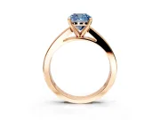 Solitaire Engagement Ring Setting for Fancy Blue Cushion Cut Center with Princess Cut Channel Band and Prong Head in Rose Gold