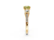 3 Stone Engagement Ring Setting for Fancy Yellow Cushion Cut Center with Crossover Basket, Pave Band and Prong Head in Yellow Gold