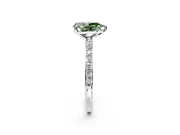 Solitaire Engagement Ring Setting for Fancy Green Pear-Shaped Center with Pave Accents and Prong Head in Sterling Silver