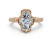 Floral Engagement Ring Setting for Marquise Center with Four Accent Clusters and Prong Head in Rose Gold