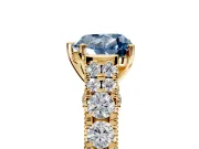 Solitaire Engagement Ring Setting for Fancy Blue Heart-Shaped Center with Pave Cathedral Shoulders and Prong Head in Yellow Gold