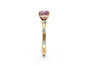 Solitaire Engagement Ring Setting for Fancy Pink Cushion Cut Center with Bezel Station Band and Prong Head in Yellow Gold